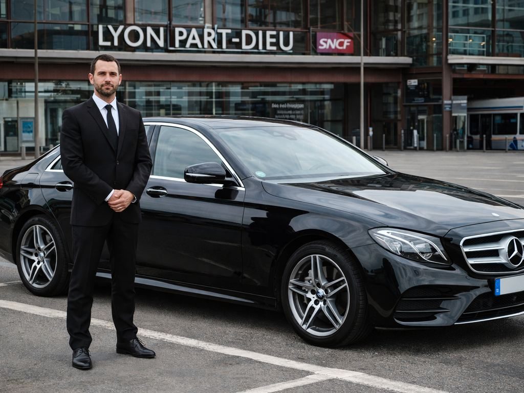 Chauffeur privé VTC devant la gare de Lyon Part-Dieu